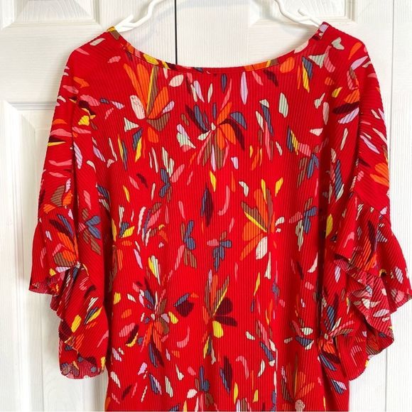 Addition Elle V Neck Ruffle Sleeve Floral Red Top 2X NWT - Picture 5 of 8